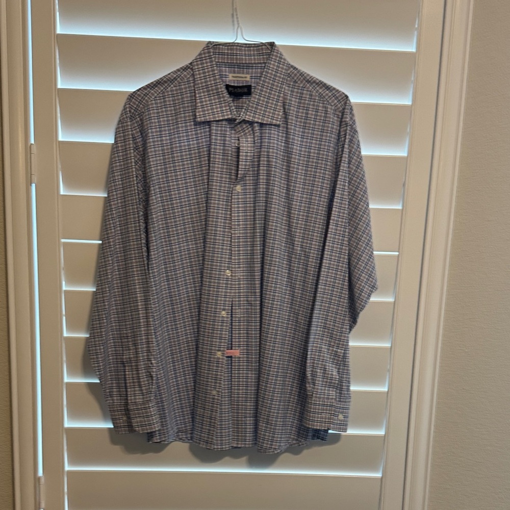Jos. A. Bank Blue and White Plaid Casual Shirt